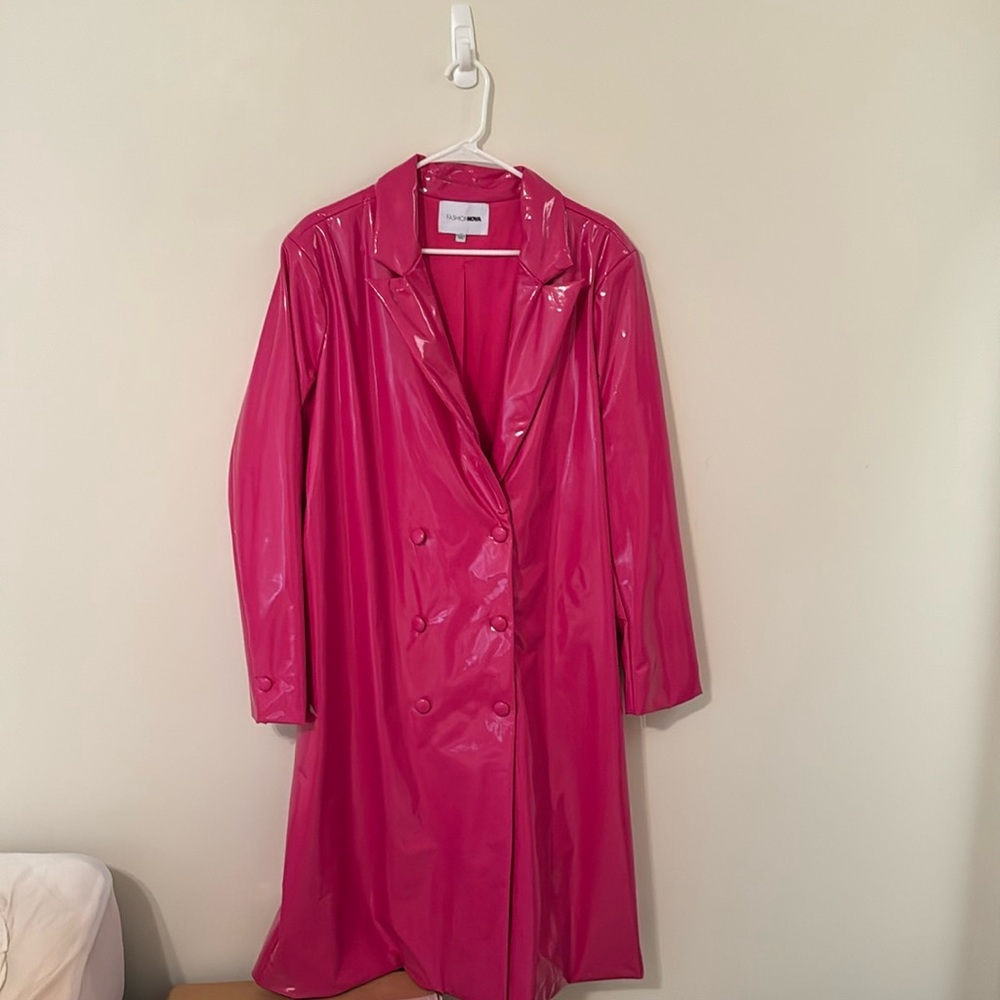 Fashion Nova Pink Vinyl Trench